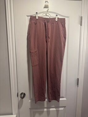 324-Oxgear Women’s Scrub Pants Mauve Pink Drawstring Elastic Waist Cargo Pocket